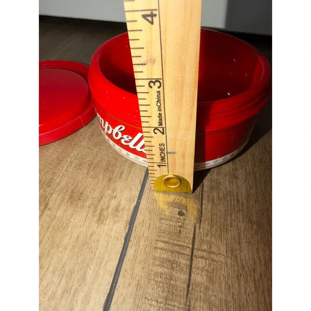 Campbell Soup‎ Can Round Plastic Container Red White Storage Lid vintage